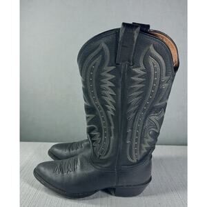 Nocona Men’s Black Leather Cowboy Boots Size 8 D Made in USA Western Boots